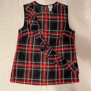 J. Crew Holiday Tartan Plaid Ruffle Top EUC